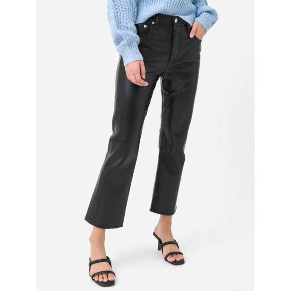 CITIZENS OF HUMANITY Pants Womens 31 Black Isola Cropped Boot Leather Jeans - Picture 2 of 14